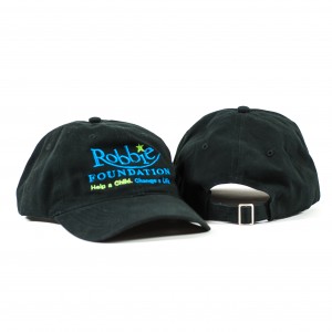 Black baseball cap with the Robbie Foundation logo